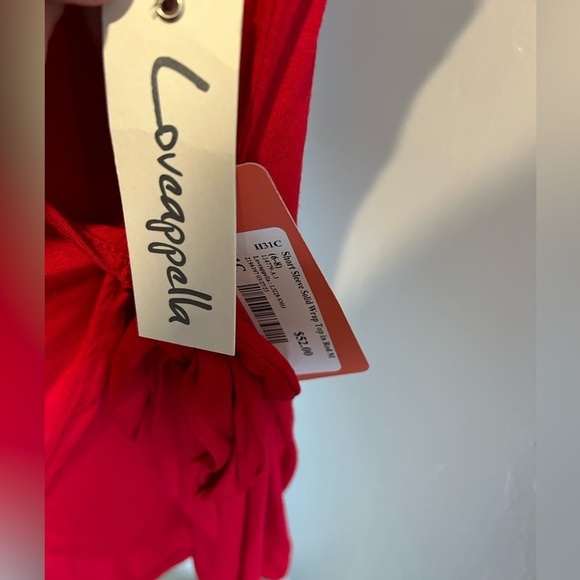 Loveappella Women’s Flutter Sleeve Red WrapTop great for‎ Valentine’s Day NWT  M - Picture 5 of 5